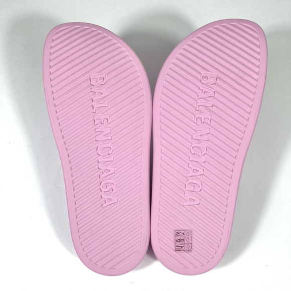 Balenciaga Pool Logo Closed Slides Clogs Pink Women Size 10 US NEW Matte Finish - Picture 11 of 14